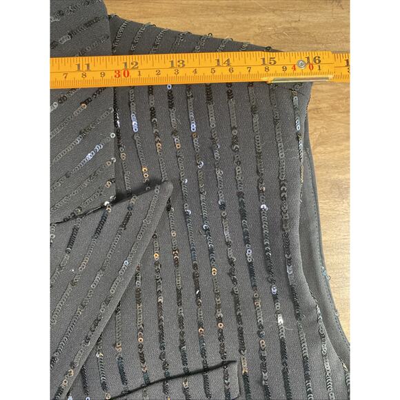 Michael Kors Pinstripe Sequined Crepe Sleeveless Blazer Black 10 (xRTR) RT $655 - Picture 10 of 14